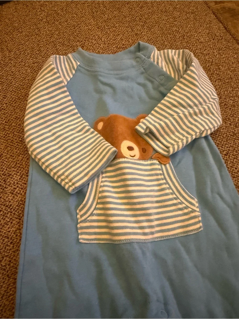 Gymboree Blue and White Bear Pocket One-Piece Bodysuit